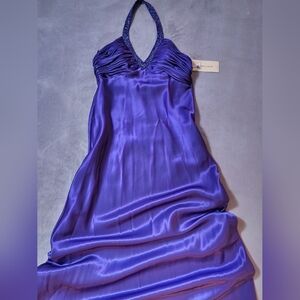 Full Length Satin Halter Dress